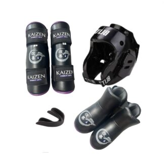Kaizen Sparring Bundle-  Head Guard, Kick boots, Shin pads, Gum shield